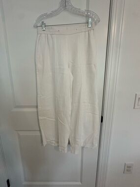 Nine West White Elastic-Waist Crop Pants